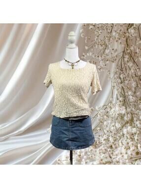 PAPÉLL STUDIO SHEER LACE TOP Y2K IVORY